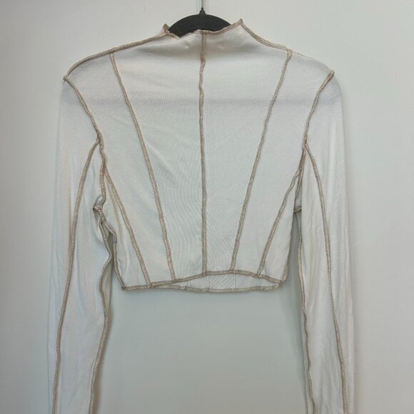 12th Tribe Avalon White Ribbed Long Sleeve Top - Picture 3 of 4